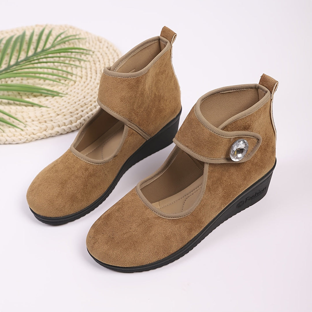 Wedge Ankle Boots with Buckle Strap