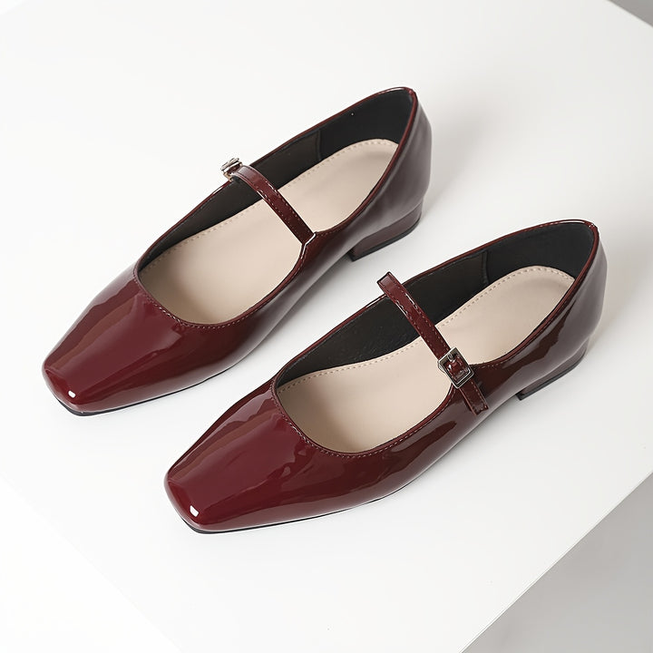Preppy Style Burgundy Mary-Jane Flats