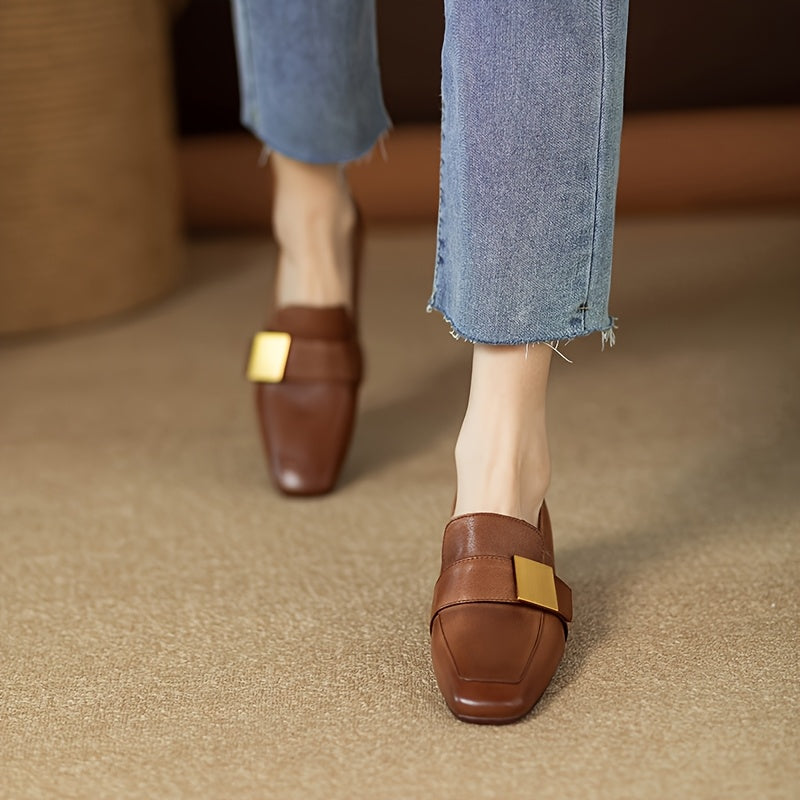 Women's Retro Chunky Heel Loafers