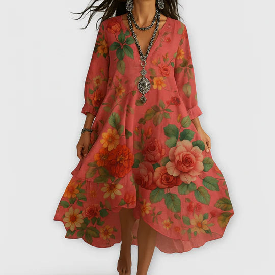 Vintage Boho V-neck Dress