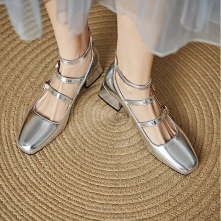 Square Heel Buckle Shoes