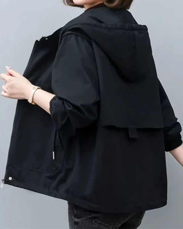 Long-Sleeved Short Hooded