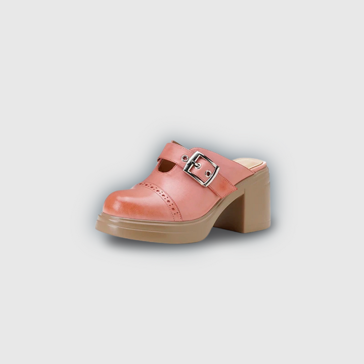 Round Toe Brogue Mules