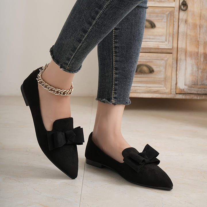 Pointed Toe Bow Embellished Women's Shoes
