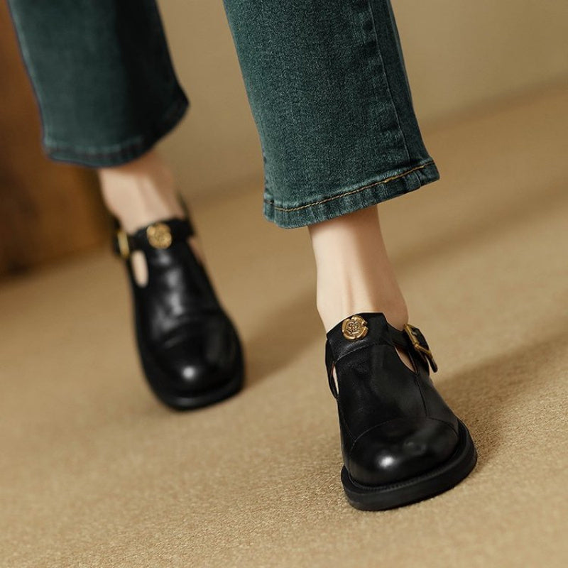 Round-Toe Low-Heel Loafers