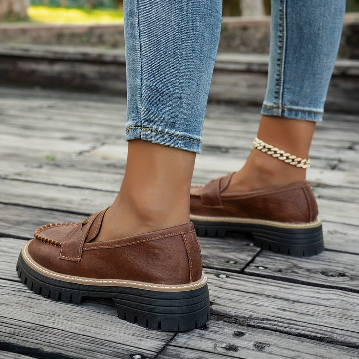 Decorated Brown Penny Loafers