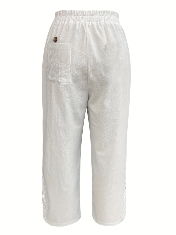Straight leg trousers with lace