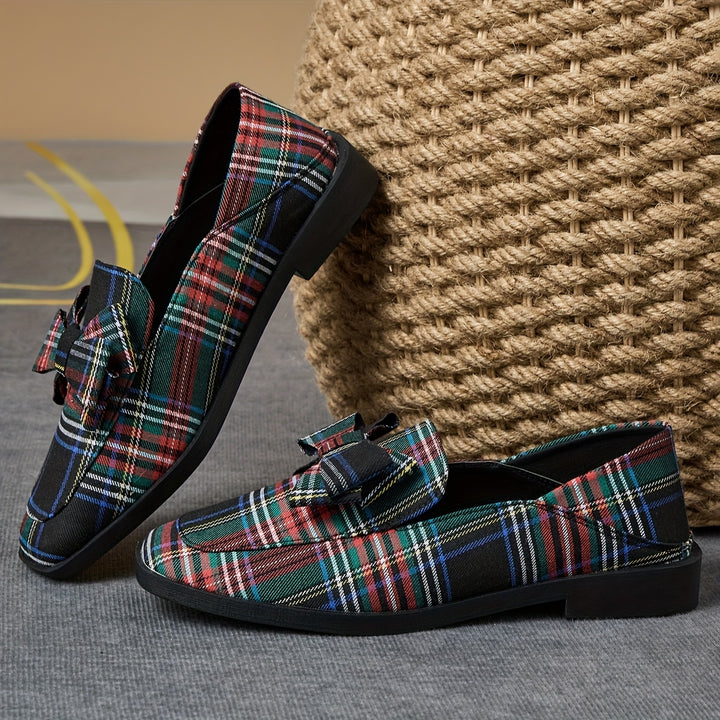 Slip-On Plaid Bow Loafers