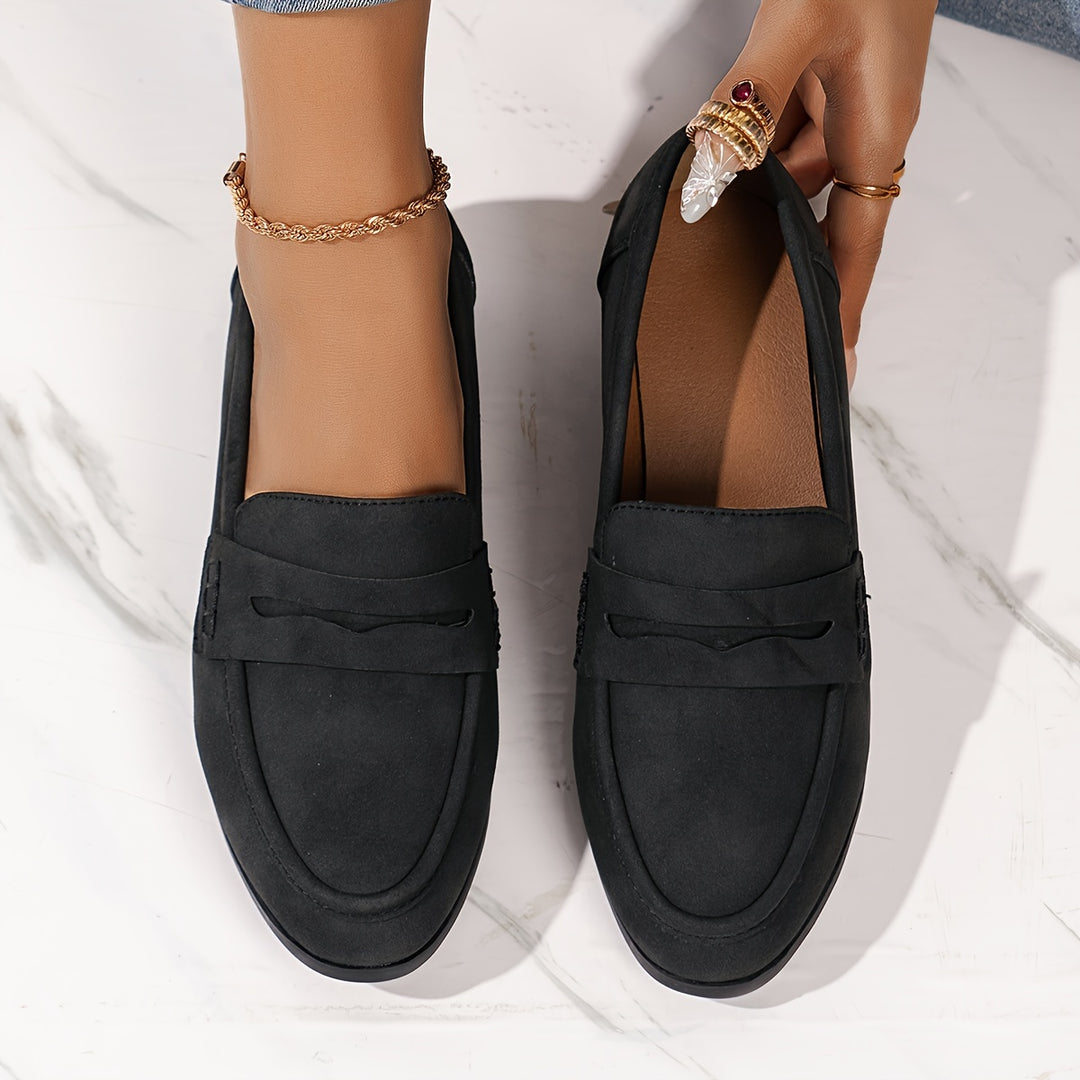 Solid Color Chunky Low Heel Loafers