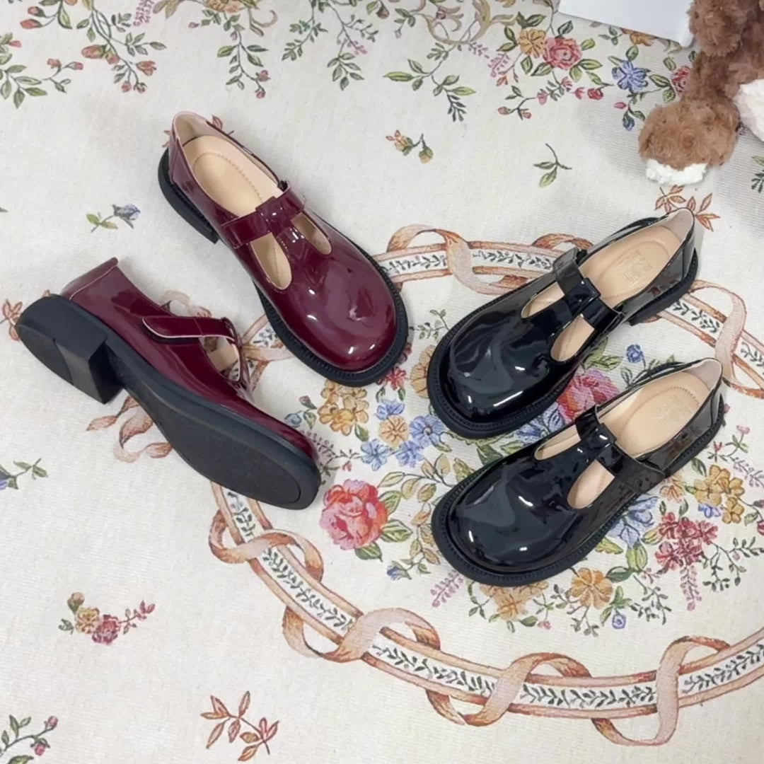Round Toe T-Bar Shoes