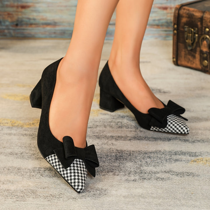 Women's Bowknot Decor Chunky Heels