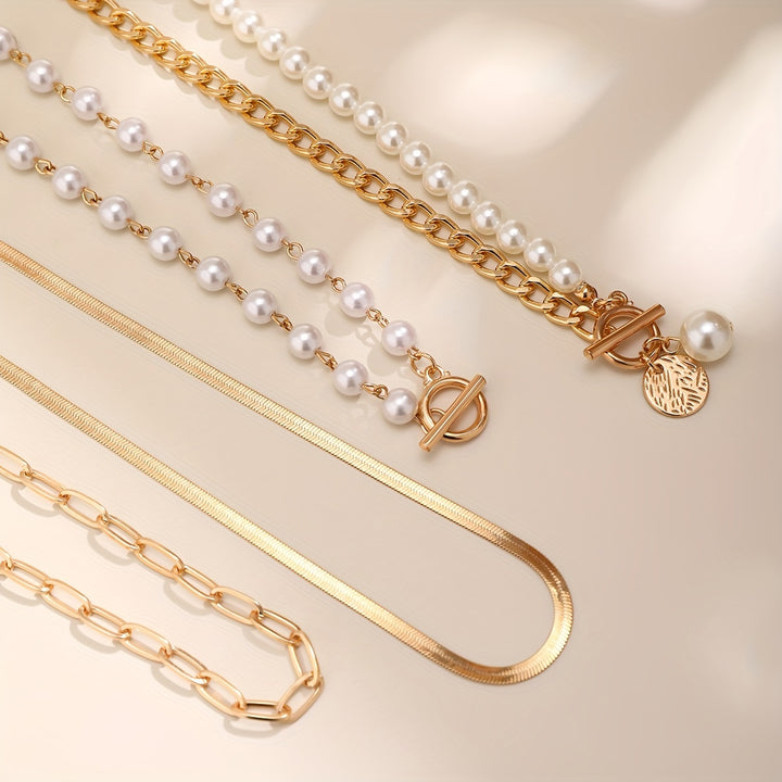 4pcs Elegant Pearl Necklace Set