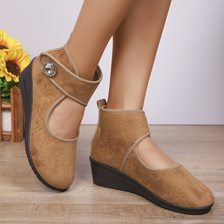 Wedge Ankle Boots with Buckle Strap