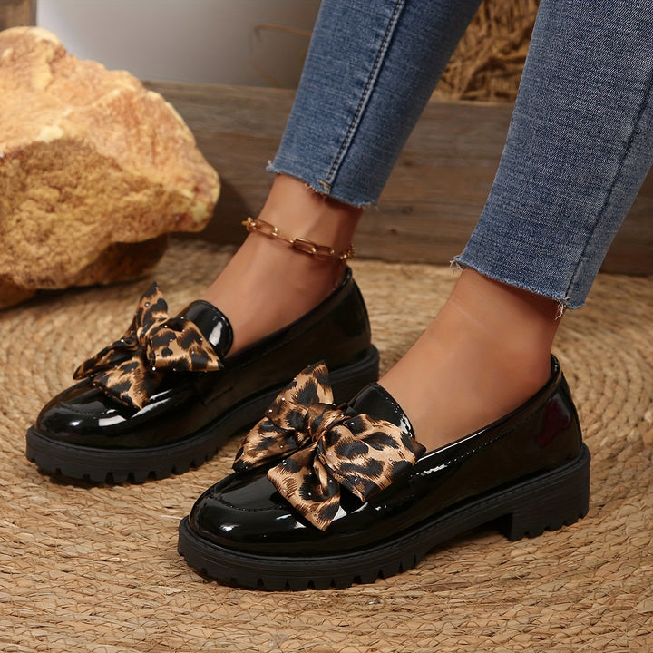 Leopard Print Bow Loafers