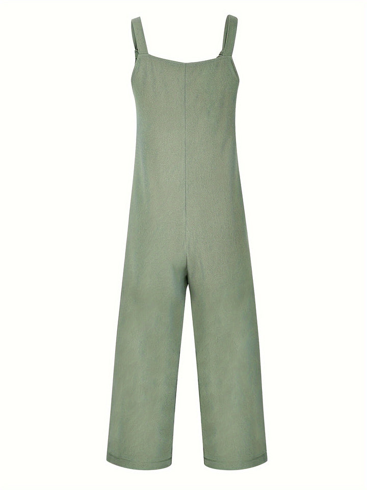 Casual jumpsuit with textured weave and knotted detail