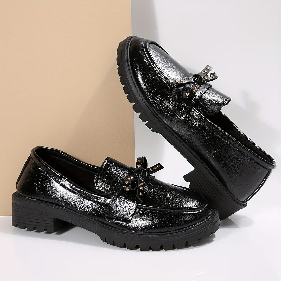 Burgundy Loafers with Bow Detail