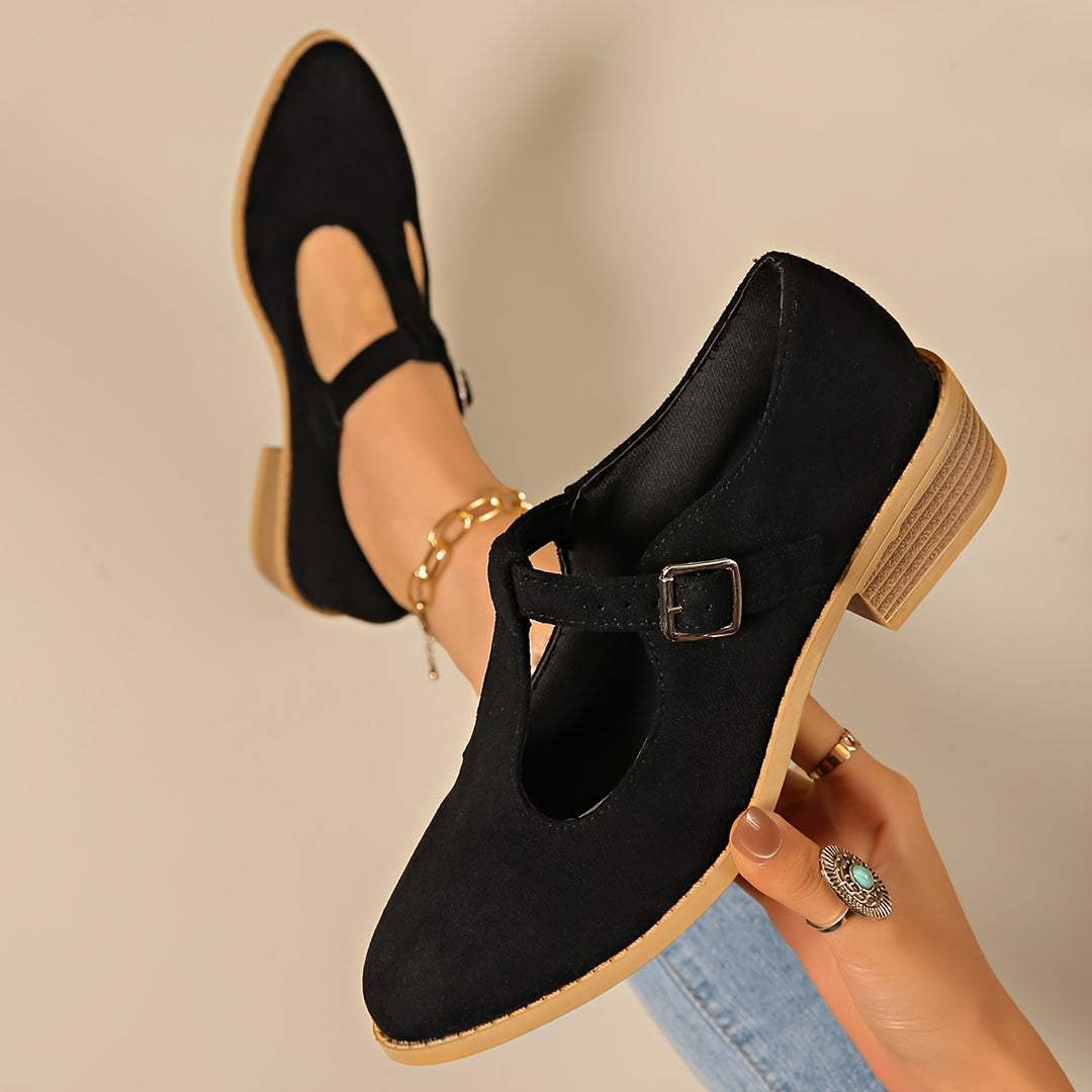 Low Heel T-Bar Shoes