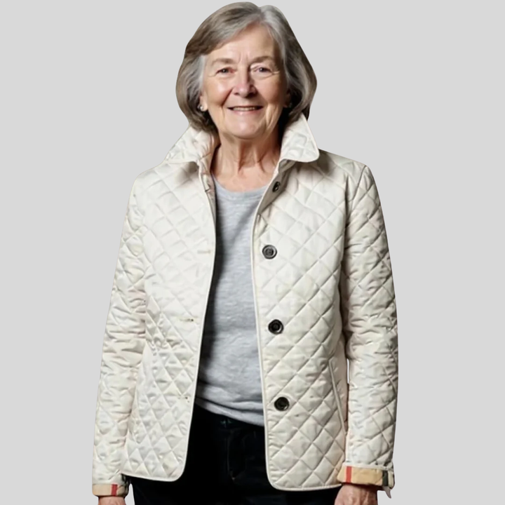 Turn-Down Collar Quiletd Jacket