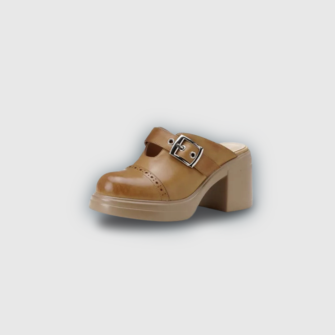 Round Toe Brogue Mules