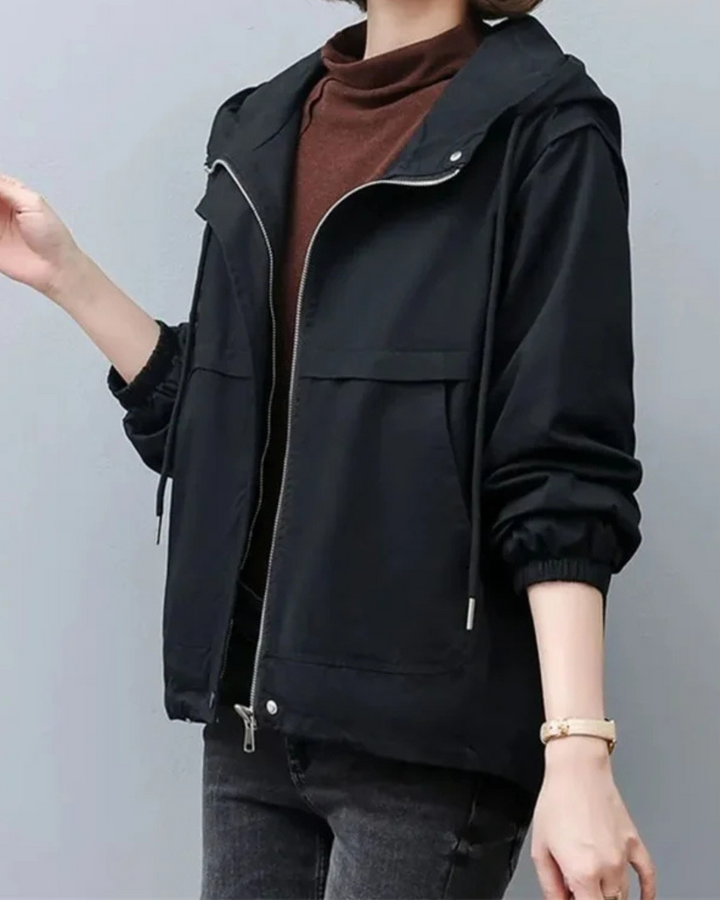 Long-Sleeved Short Hooded