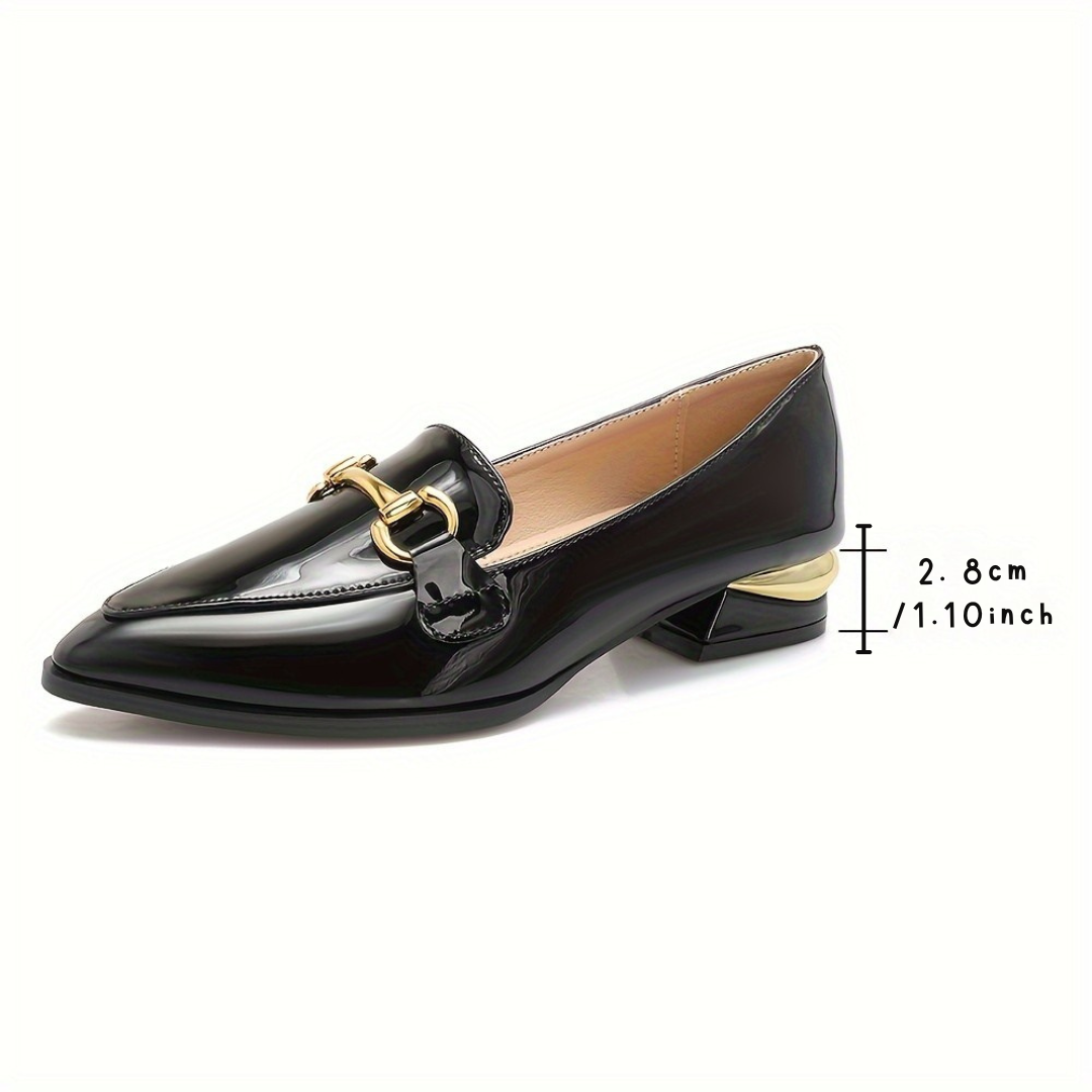 British Style Pointed Toe Low Block Heel Shoes