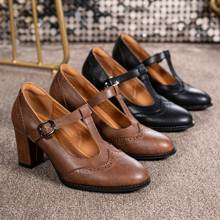 Women's T-Strap Block Heels
