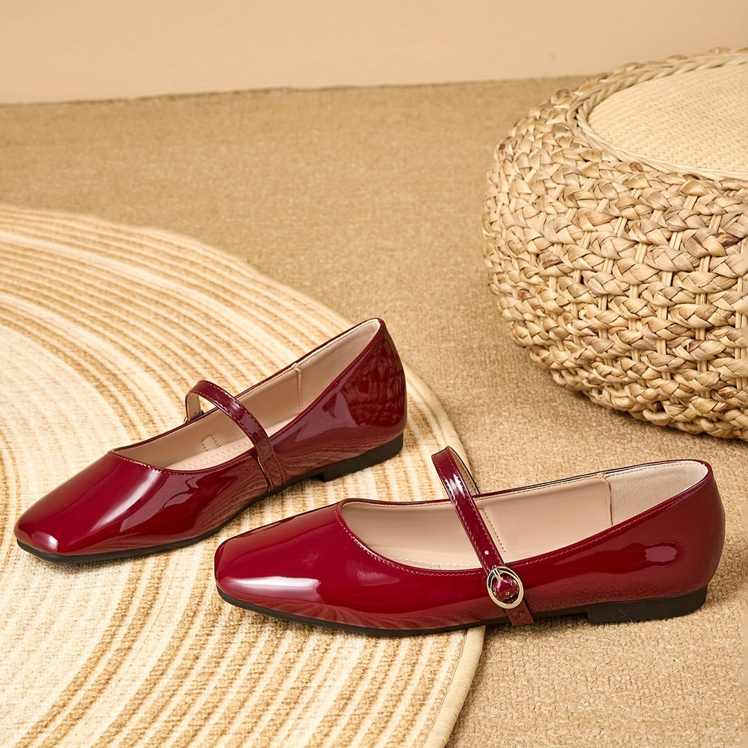 Women's Burgundy Mary Jane Flats