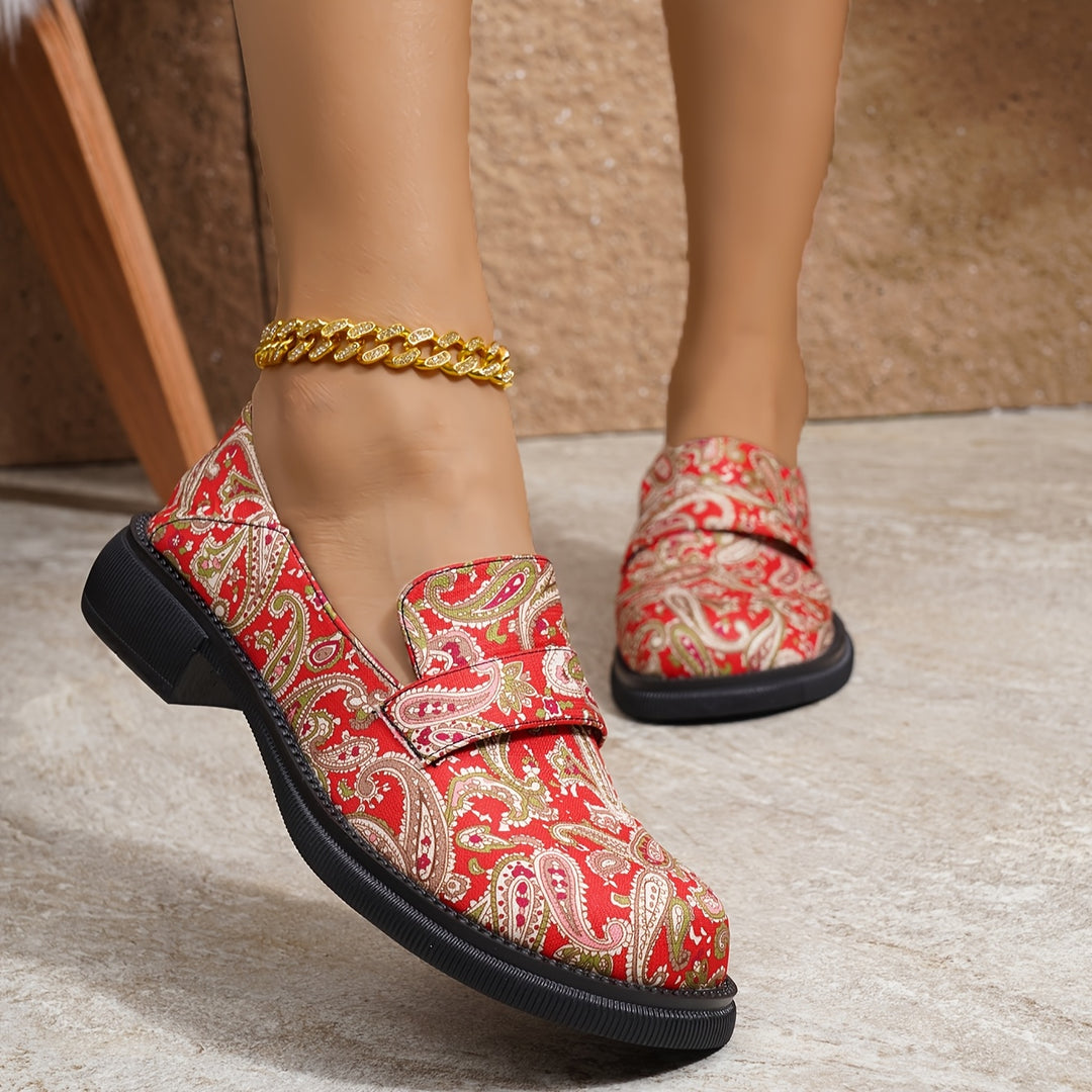 Women's Vibrant Paisley Pattern Slip-On Loafers