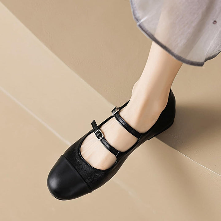 Double Belt Buckle Ballets Shoes