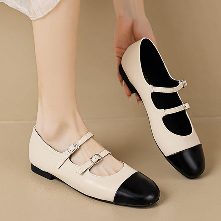 Double Belt Buckle Ballets Shoes