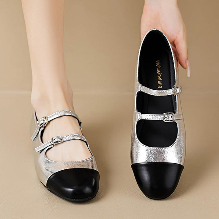 Double Belt Buckle Ballets Shoes