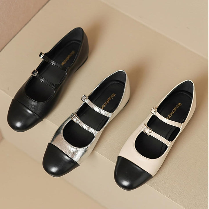 Double Belt Buckle Ballets Shoes