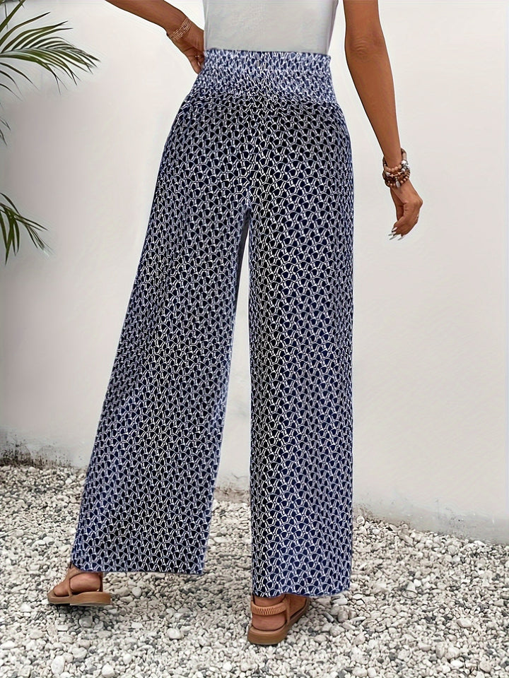 Geometric Printed Wide Leg Pants