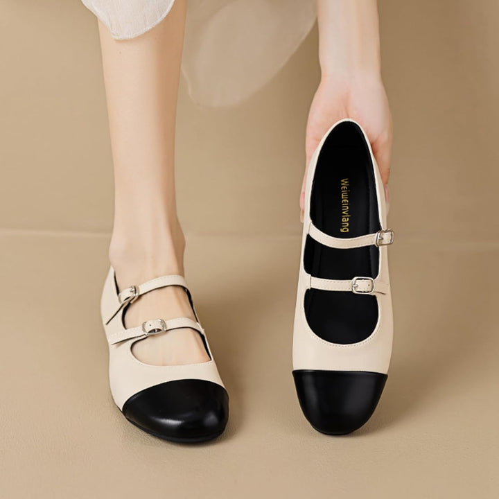 Double Belt Buckle Ballets Shoes