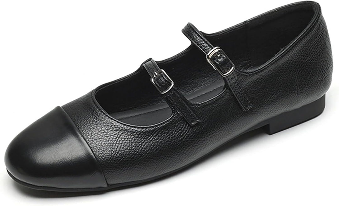 Double Belt Buckle Ballets Shoes