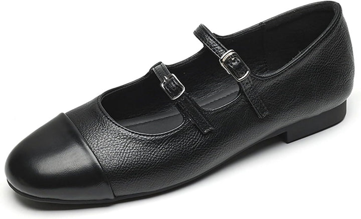 Double Belt Buckle Ballets Shoes