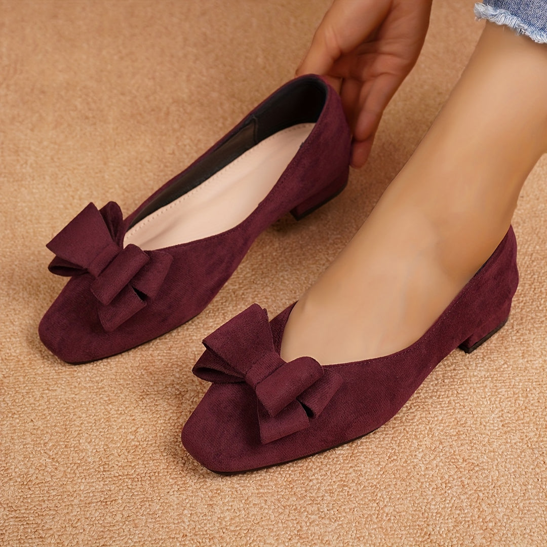 Square Headed Low Heel Single Shoes