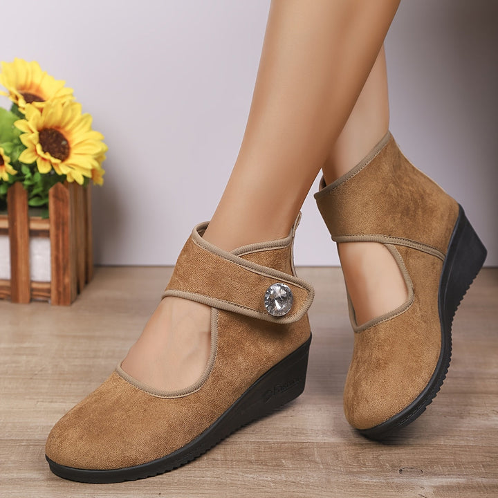 Wedge Ankle Boots with Buckle Strap