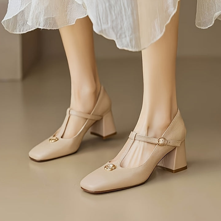 Pointed Toe Chunky Mid-Heel Shoes