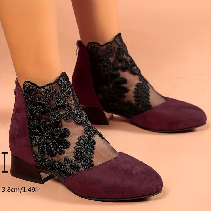 Women's Vintage Floral Embroidered Ankle Boots