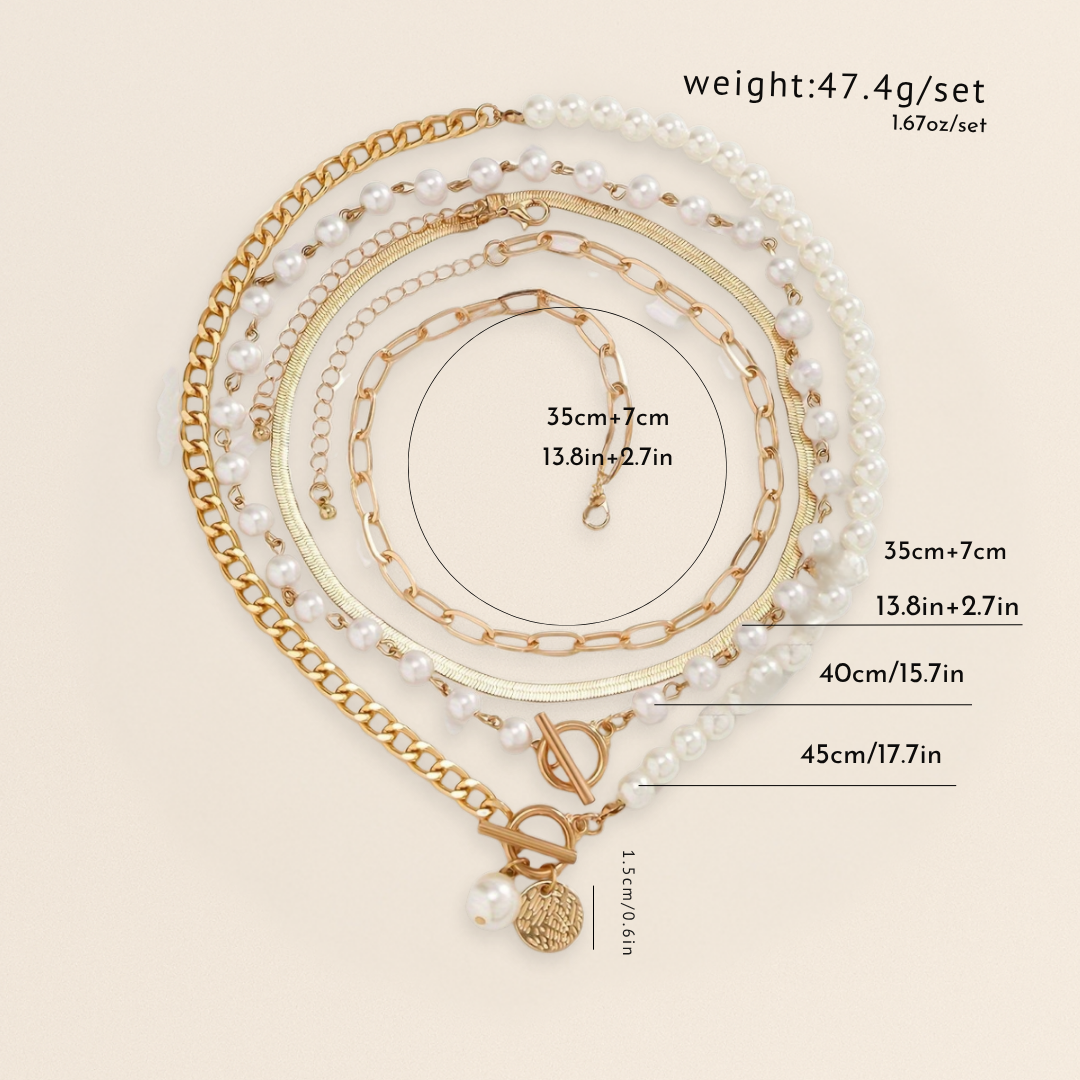 4pcs Elegant Pearl Necklace Set
