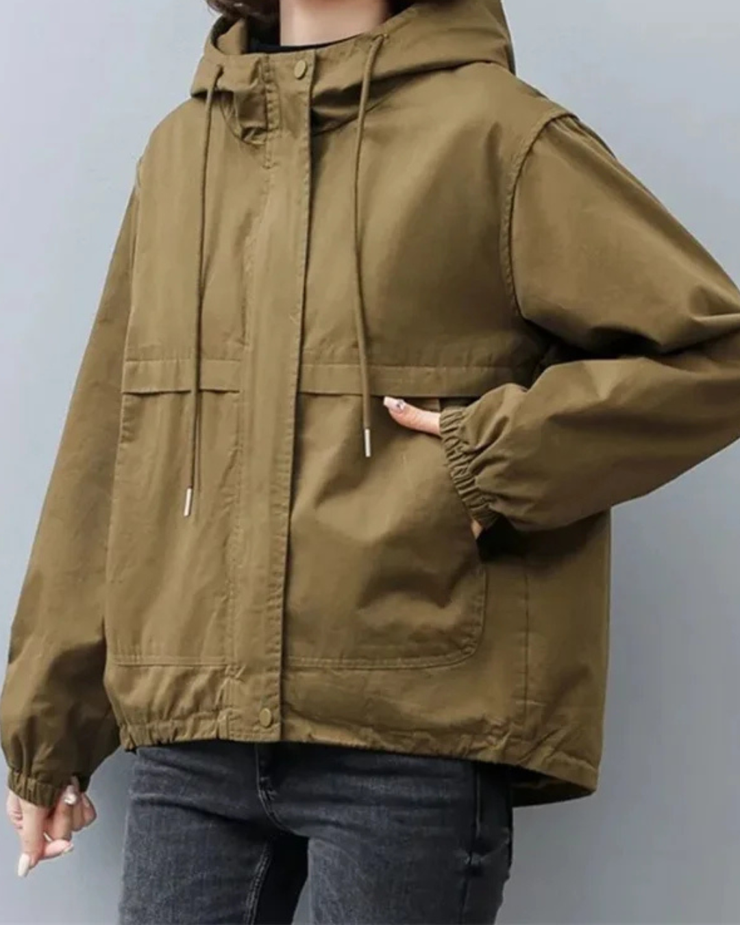 Long-Sleeved Short Hooded