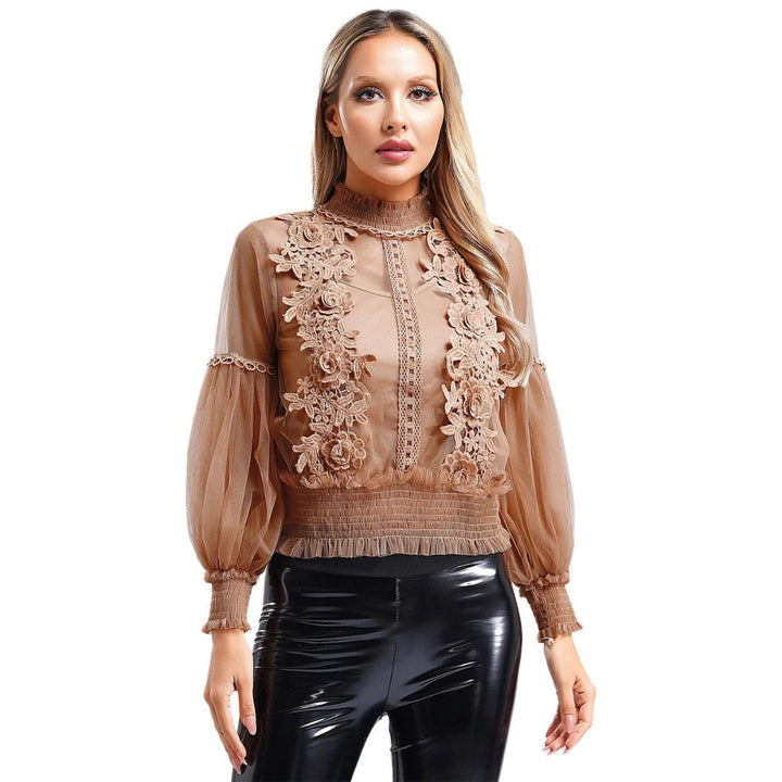 Lace Puff Long Sleeve Blouse