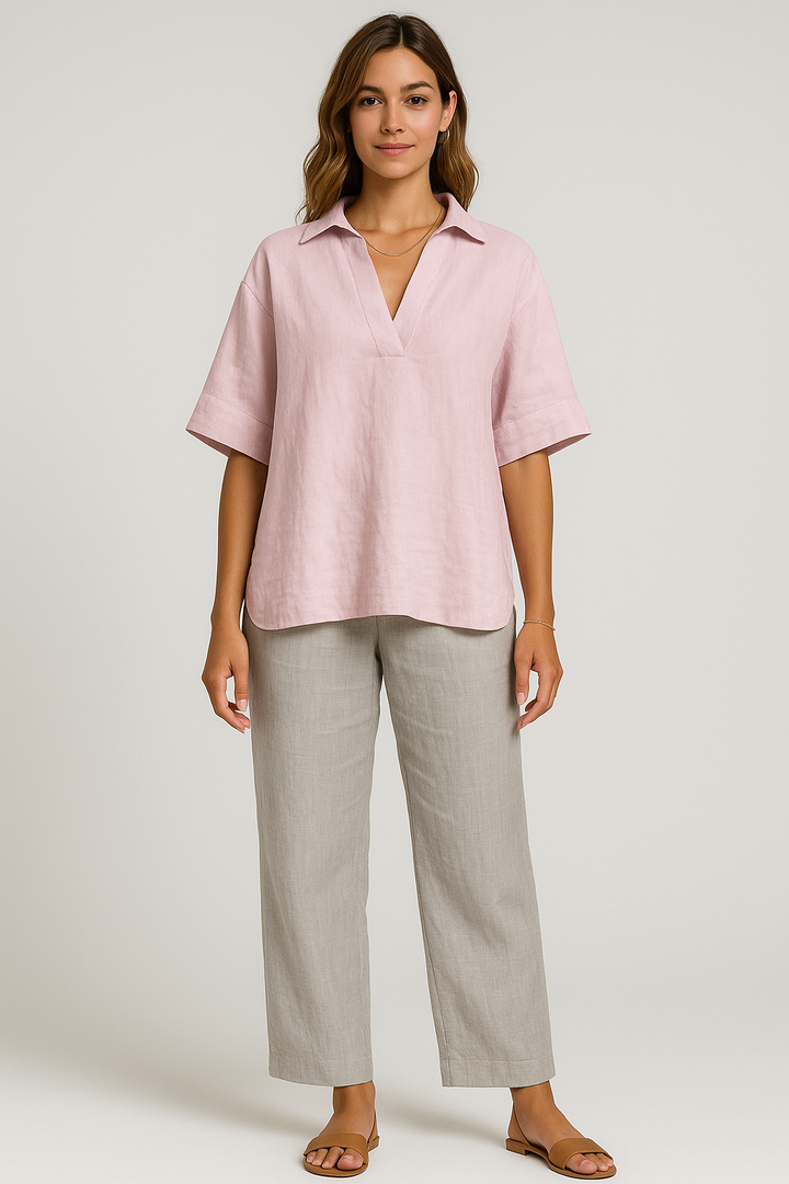 Loose V-neck Blouse