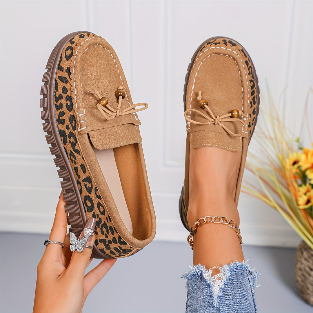 Stylish Leopard Print with Bow Shoes