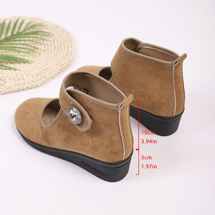 Wedge Ankle Boots with Buckle Strap