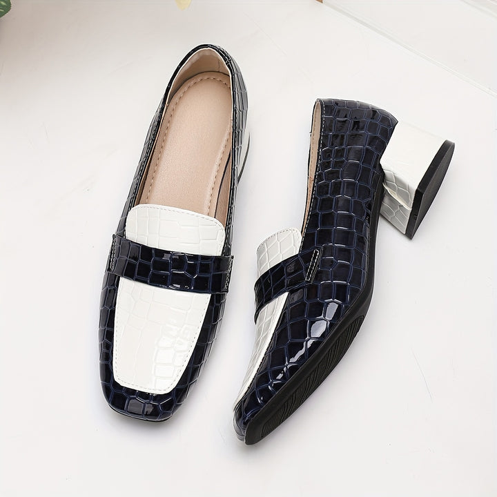 Elegant Block Heel Round Toe Loafers