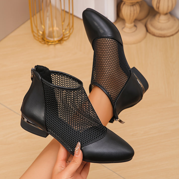 Women's Black Mesh Ankle Boots
