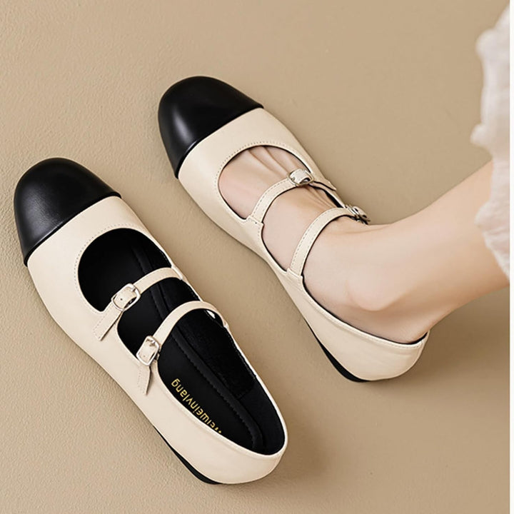 Double Belt Buckle Ballets Shoes