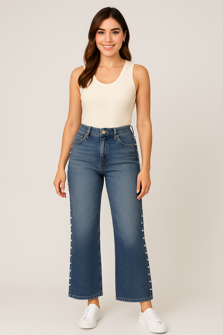 Street Denim with pearls